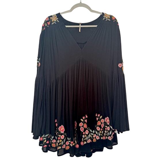 FREE PEOPLE TE AMO EMBROIDERED OVERSIZED Women's DRESS SZ S BOHO COTTAGECORE - Picture 1 of 8